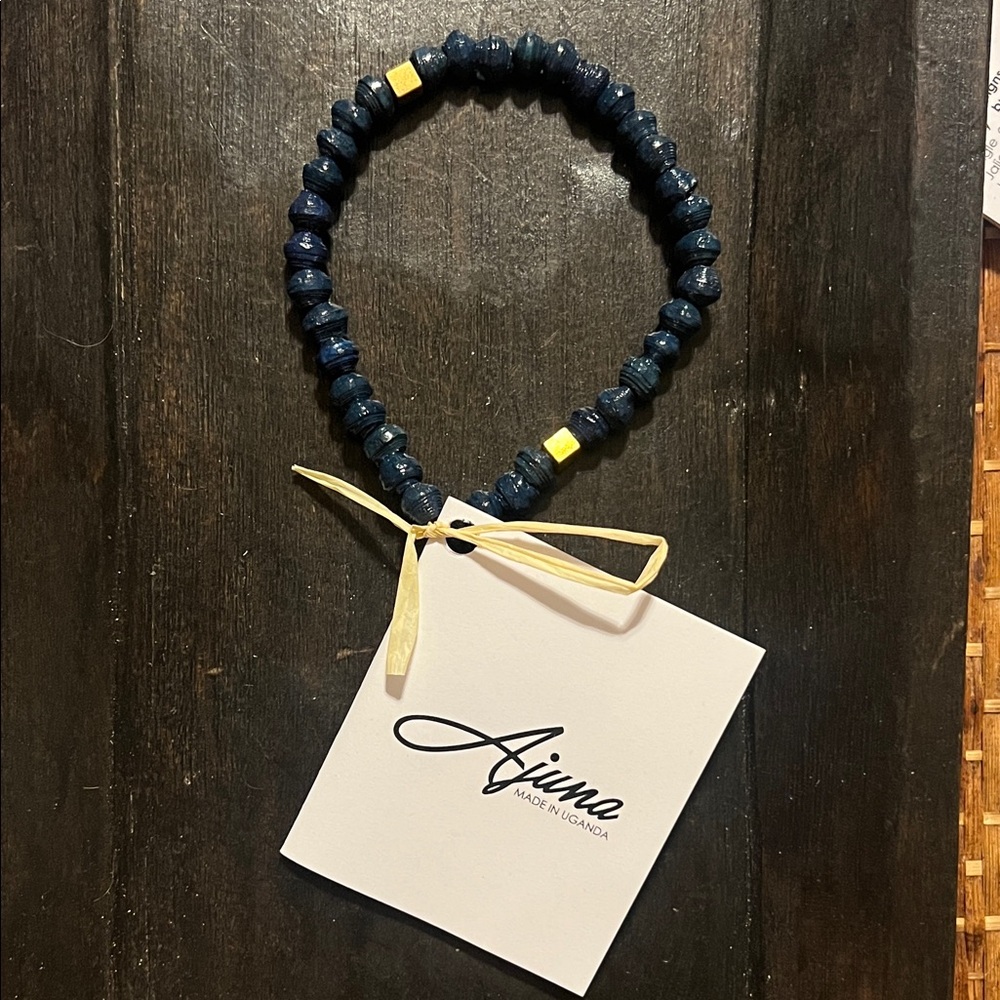 Ajuna Beaded Indigo Bracelet with Gold Accents
